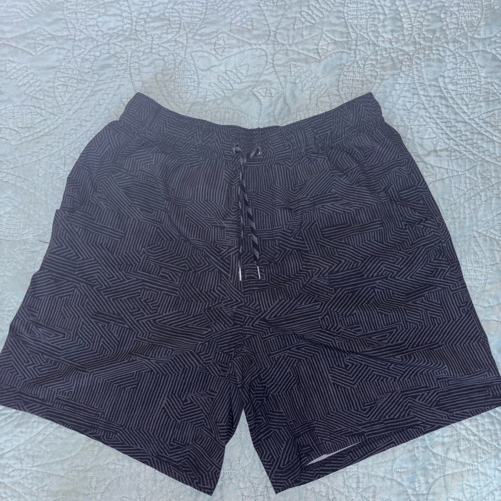 George Black Patterned Men's Hybrid Swim Shorts With Compression Shorts